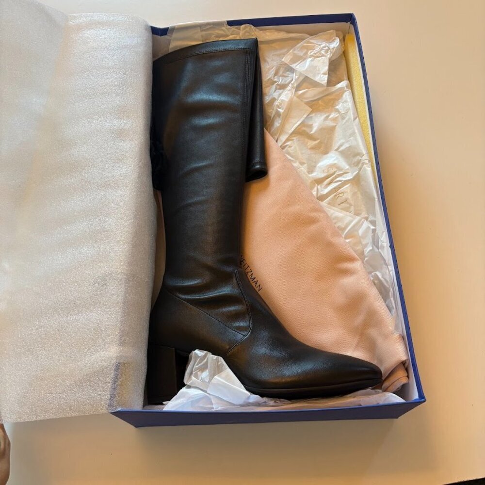 NIB Stuart Weitzman GENNA 60 CITY BOOT Over The Knee Block Heel Black - Picture 8 of 14